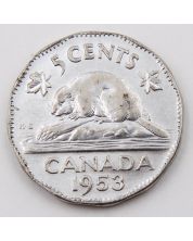 1953 SF Far Leaf Mule Canada 5 cents VF