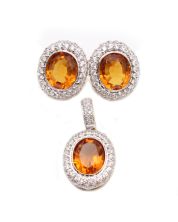 Citrine Earrings Pendant Lively Deep Orange/Gold 18K yg 