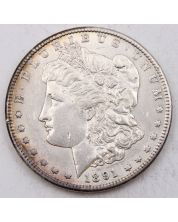 1891 S Morgan silver dollar EF+