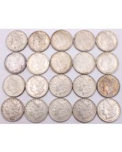 20X Morgan silver dollars 4X1881O 6X84O 4X86 3X88 3X90 20-coins EF to AU