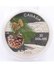 2015 Canada $20 dollar proof silver coin Flora Coast Shore Pine Cone 