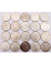 20X 1922 P Peace silver dollars 20-coins EF to AU+