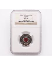 2004P Canada 25 cent NGC MS66 Colorized Poppy