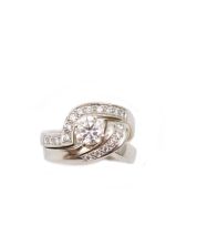 1.11ct Diamond ring set 19K white gold 13.5 grams appraisal $8,800.00  Size-8 