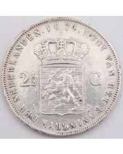 1874 Netherlands 2 1/2 Gulden silver coin EF