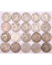 20x 1947 curved 7 Canada 50 cents 20-coins VG or better