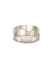 Gucci Icon Wide Band 750 18K White Gold, Size: 25 IT / 11 US Ring 