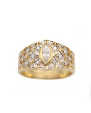 18K Geometric Pierce yg Diamond ring 0.48ct tcw appraisal $3.300.00 Size-6