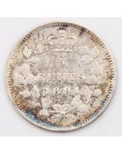 1891 Canada 5 cents silver coin obverse-5  VF+