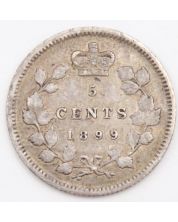 1899 Canada 5 cents silver coin VF+