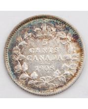 1908 Canada 5 cents Large 8 VF