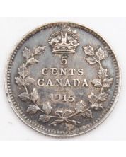 1915 Canada 5 cents silver coin very nice EF+