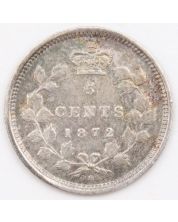 1872H Canada 5 cents silver VF+