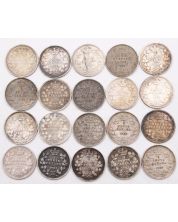 20X 1902 Canada 5 cent silver coins 20-coins Good to Fine condition