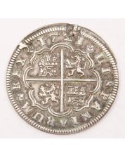 1721 Spain 2 Reales silver coin EF details edge damage