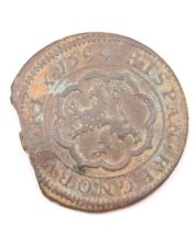 Spain 1599 8 Maravedis Philip III copper coin clipped