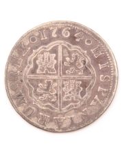 1764 Spain 2 Reales silver coin 4.86 grams circulated