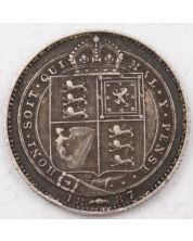 1887 Great Britain Shilling Victoria Jubilee Head Shield in Garter VF