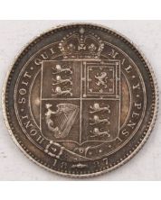 1887 Great Britain Shilling Victoria Jubilee Head Shield in Garter VF+