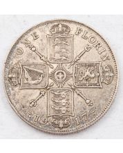 1917 Great Britain Florin sterling silver coin nice VF+