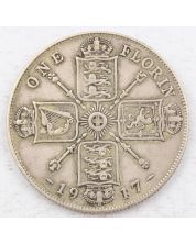 1917 Great Britain Florin sterling silver coin 