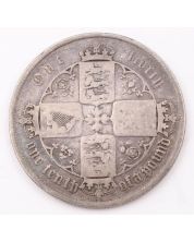 1853 Great Britain Gothic Florin silver coin circulated