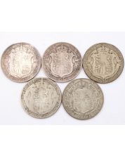 5X Great Britain Half Crowns silver 1917 1918 1920 1921 1923 5-coins circulated