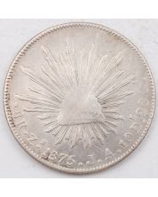 1875 Zs J A Mexico 8 Reales Zacatecas silver coin