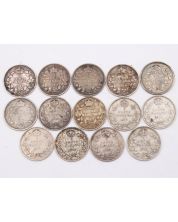 14X Canada 5 cents silver coins 4x1914 4x1916 6x1917 VG or better