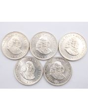 5x 1952 South Africa 5 Shillings Capetown large silver coins 5-coins Choice UNC