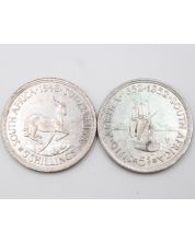 South Africa 1948 and 1952 5 Shillings large silver coins 2-coins both EF