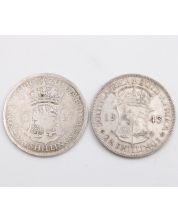 South Africa 1927 and 1943 2 1/2 Shillings silver coins 2-coins circulated 