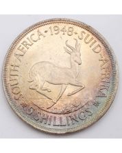 1948 South Africa 5 Shillings Springbok large silver coin toned Choice UNC