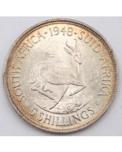 1948 South Africa 5 Shillings Springbok large silver coin toned Uncirculated