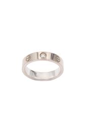 Cartier Love Diamond Ring in 18k White Gold 0.02ctw Size 5.5 #51