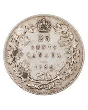 1936 Bar Canada 25 cents nice FINE+