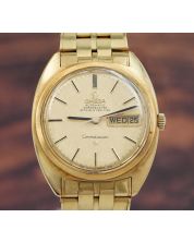 Rare OMEGA Constellation 168.019 18K Gold Linen Dial 1968 Mens Watch