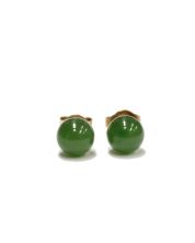 14 Karat Yellow Gold Jade Stud Earrings