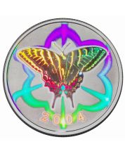 2004 Canada 50 Cent Tiger Swallowtail Butterfly Sterling Silver Hologram Coin 