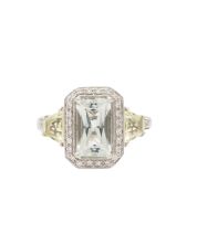 10K White Gold 2.00 ct White Quartz & Citrines Diamond Ring Size 8.5