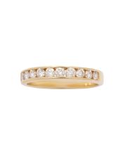 14K Yellow Gold Diamond Channel Set Band 0.50 Carat Total Diamond Weight Size 6.75