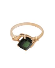 10K Yellow Gold Green Tourmaline Ring – 1.25 Carat, Size 6