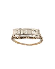 14K Yellow and White Gold Filigree Diamond Ring – 0.06 Carat Total Weight, Size 2.75