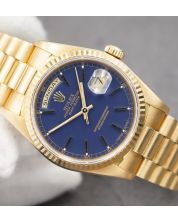 Rolex Day-Date President 18238 Blue Dial 18K Gold Double Quickset Mens Watch 