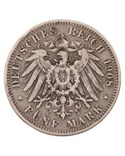 1908 A Germany Prussia 5 Mark silver coin 