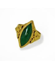 22k Gold Ladies Jade Ring Deep Green 