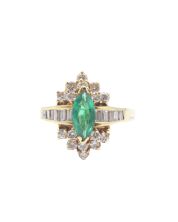 1.16ct Emerald 0.94cts Diamonds 14k yg ring 7.4 grams Size-9.5 