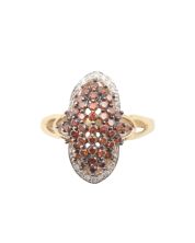 0.65cts fancy orange/brown + 0.10cts Diamonds 14K yg ring Size-7