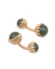 14K yg and Jade Acorn style Cufflinks 10.3 grams with appraisal $1800.00