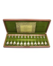 Royal Horticultural Society 12x English Flower Spoons .925 silver box & booklet 